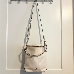Coach pebbled leather zipped bucket bag with braided straps